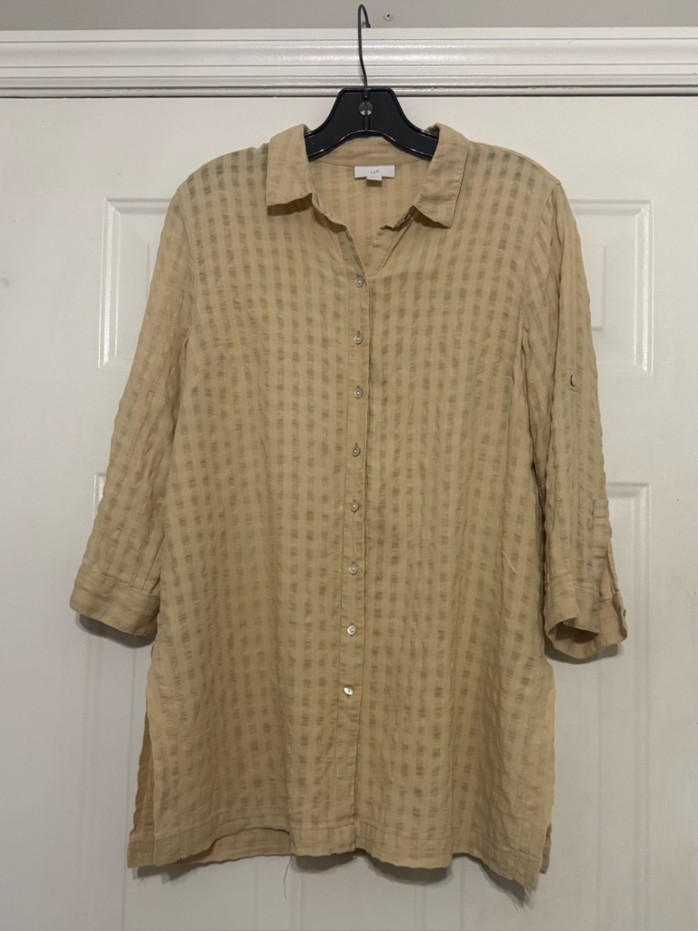 J.Jill Size Medium 100% Cotton Lightweight Gauze  Beige Button-Up Tunic